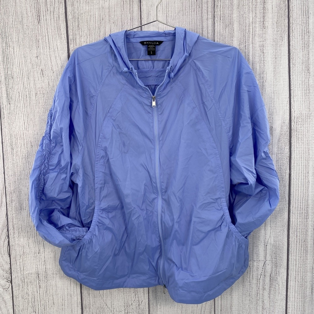 ATHLETA Expedition Jacket Womens LARGE Light Blue Lightweight Packable Softshell